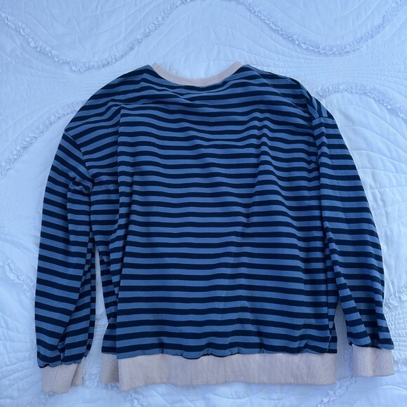Women Oversized Striped Color Block Long Sleeve Crew Neck Sweatshirt - Picture 6 of 6